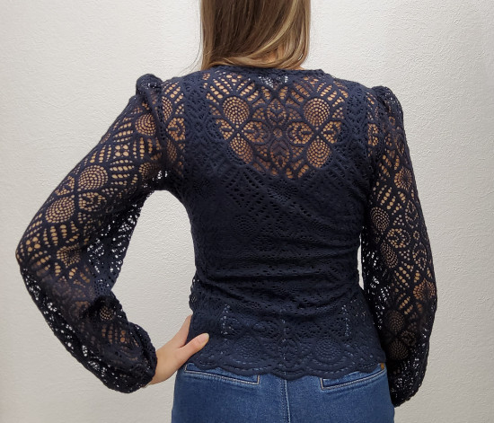 Blouse en dentelle marine femme