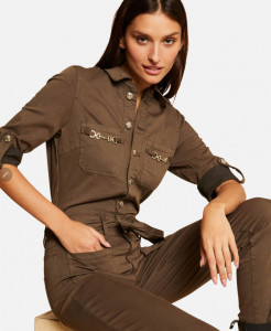 Combinaison ceinturée kaki femme