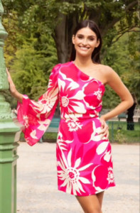 Robe destructurée fuchsia femme