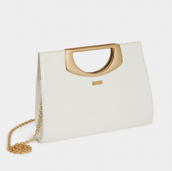 Sac pochette croco blanc femme