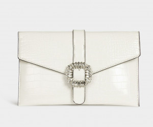 Sac pochette strass blanc femme