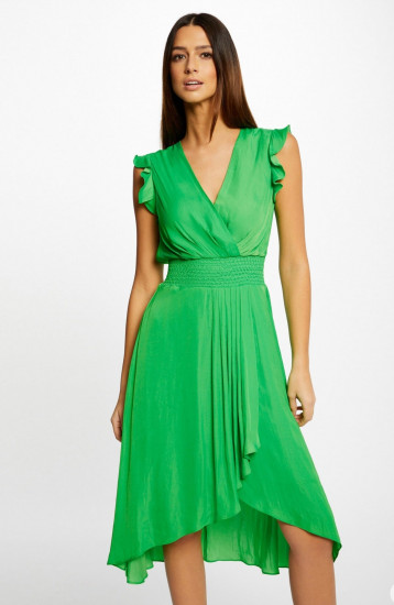 Robe droite verte fluide femme