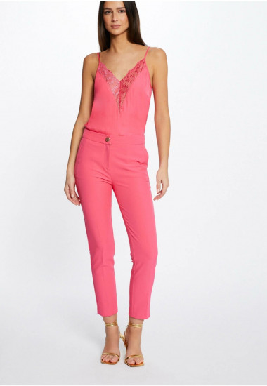 Pantalon city 7/8 rose femme