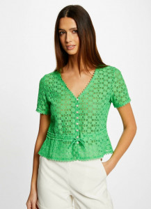 T.shirt vert dentelle femme