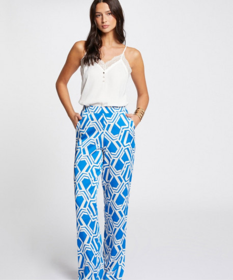 Pantalon droit bleu royal femme