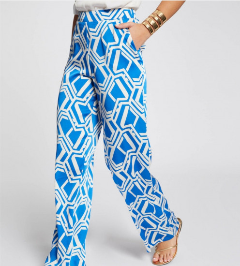 Pantalon droit bleu royal femme