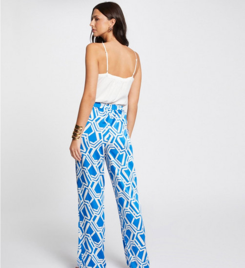 Pantalon droit bleu royal femme