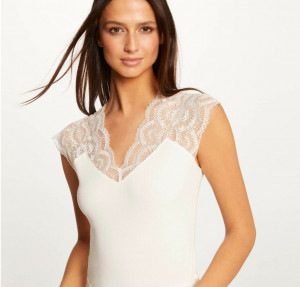 T-shirt à dentelle blanc femme