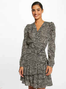 Robe droite noire à pois femme