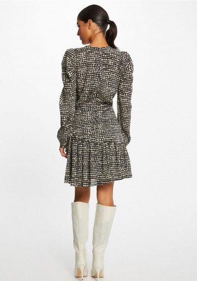 Robe droite noire à pois femme