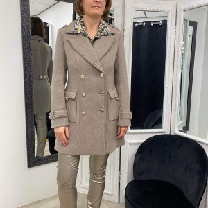 Manteau laine taupe droit femme