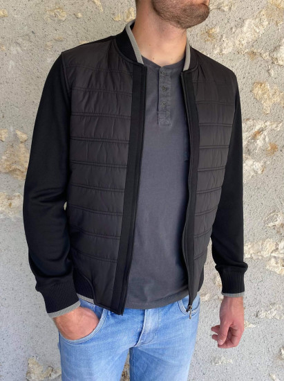 Veste doudoune zippée noire homme