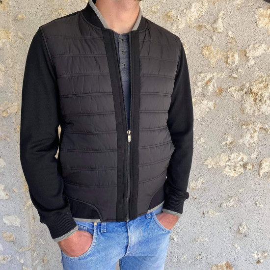 Veste doudoune zippée noire homme