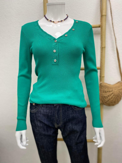 Pull ajusté vert menthe femme