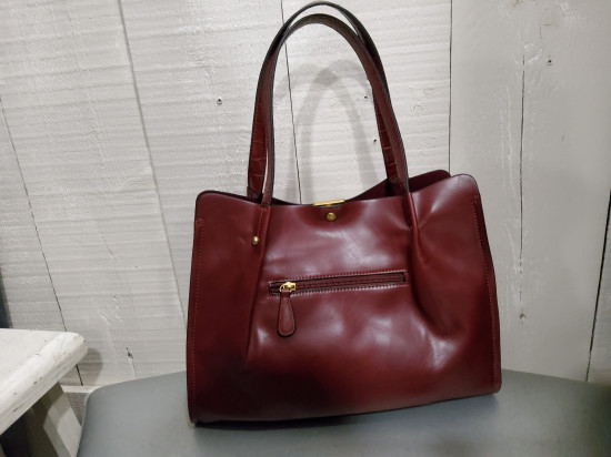 Sac bordeaux bimatière effet croco