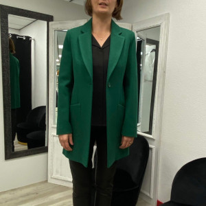 Manteau droit laine vert femme