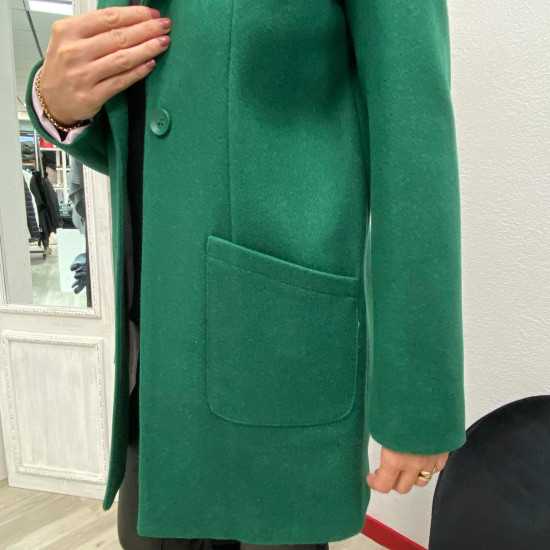 Manteau droit laine vert femme