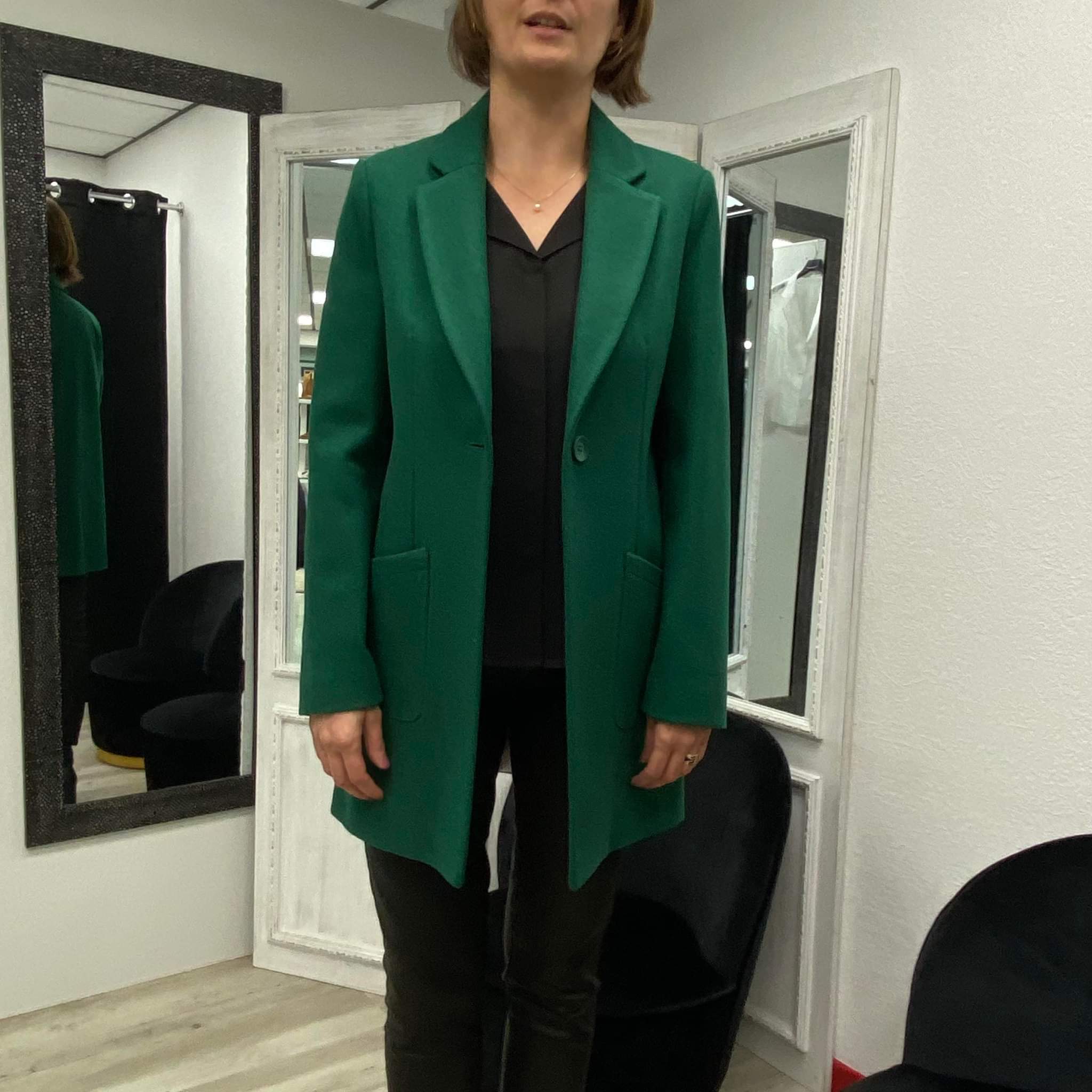 manteau femme vert laine