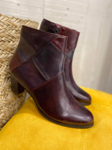 Bottines cuir bordeaux femme
